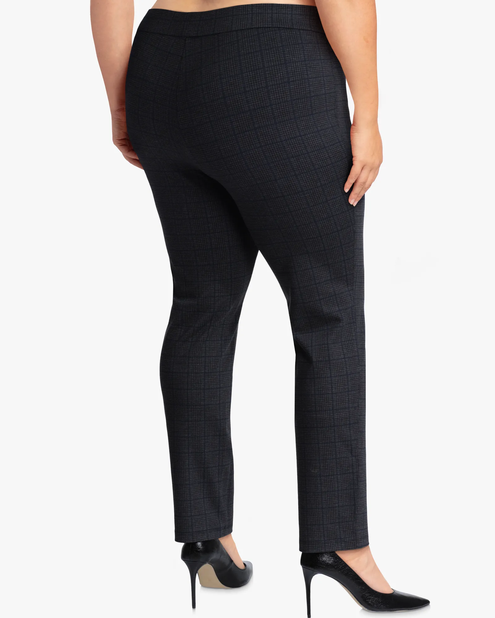 Benalla Printed Ponte Pant | Charcoal Grey / Navy