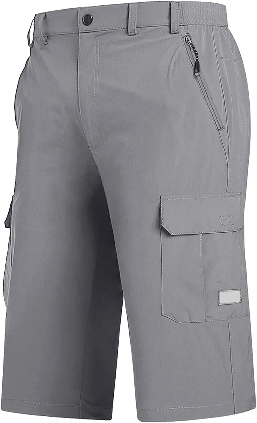 Big and Tall Cargo Shorts for Men Quick Dry Lightweight Hiking Athletic 3/4 Capris Casual Work Golf Short Pant Pocket