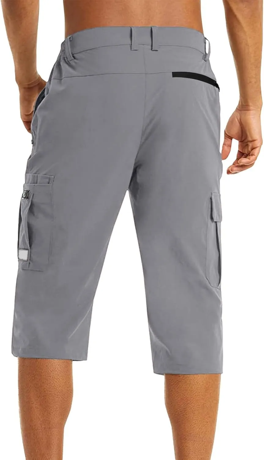 Big and Tall Cargo Shorts for Men Quick Dry Lightweight Hiking Athletic 3/4 Capris Casual Work Golf Short Pant Pocket