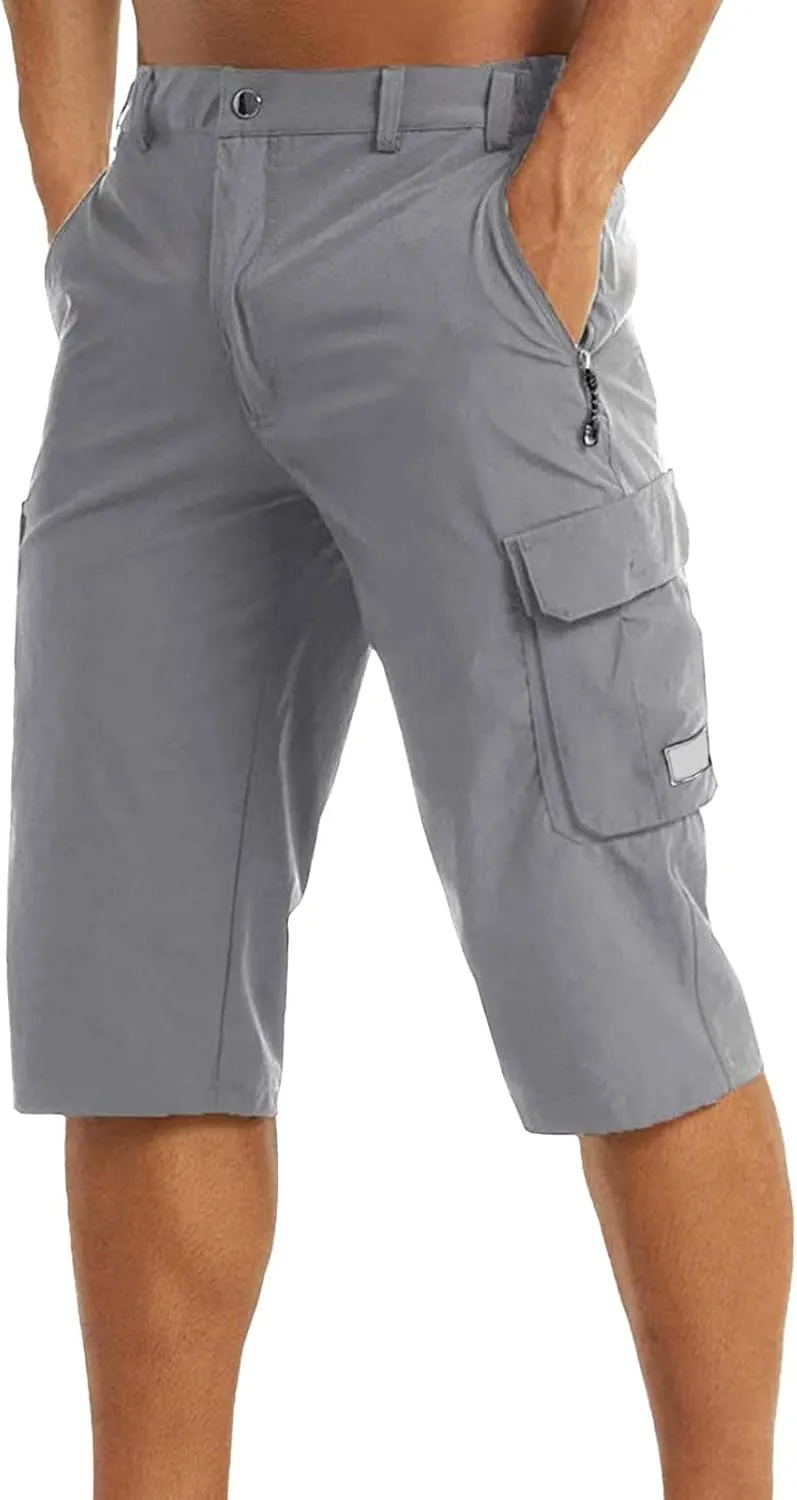 Big and Tall Cargo Shorts for Men Quick Dry Lightweight Hiking Athletic 3/4 Capris Casual Work Golf Short Pant Pocket