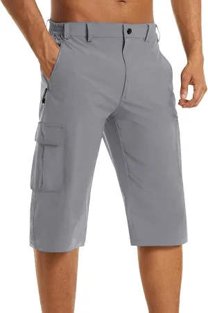 Big and Tall Cargo Shorts for Men Quick Dry Lightweight Hiking Athletic 3/4 Capris Casual Work Golf Short Pant Pocket
