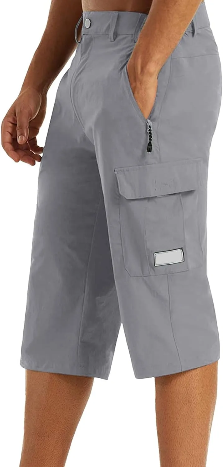 Big and Tall Cargo Shorts for Men Quick Dry Lightweight Hiking Athletic 3/4 Capris Casual Work Golf Short Pant Pocket