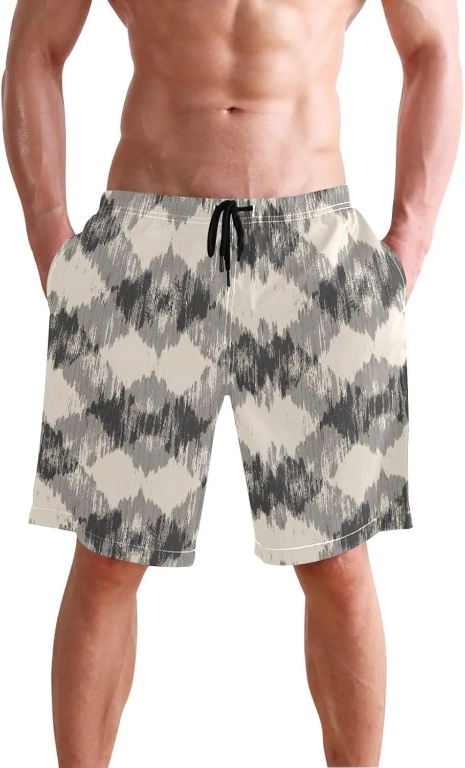 CHIFIGNO Cute Bunny Bear Blue Trunks Men's Shorts, Small Swim Pants for Men, Surf Shorts for Men