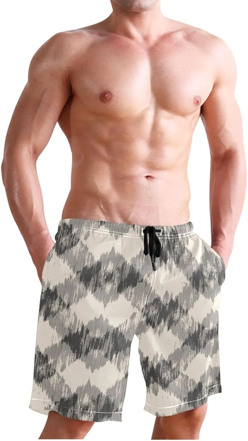 CHIFIGNO Cute Bunny Bear Blue Trunks Men's Shorts, Small Swim Pants for Men, Surf Shorts for Men