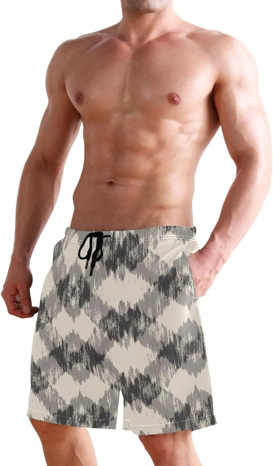 CHIFIGNO Cute Bunny Bear Blue Trunks Men's Shorts, Small Swim Pants for Men, Surf Shorts for Men