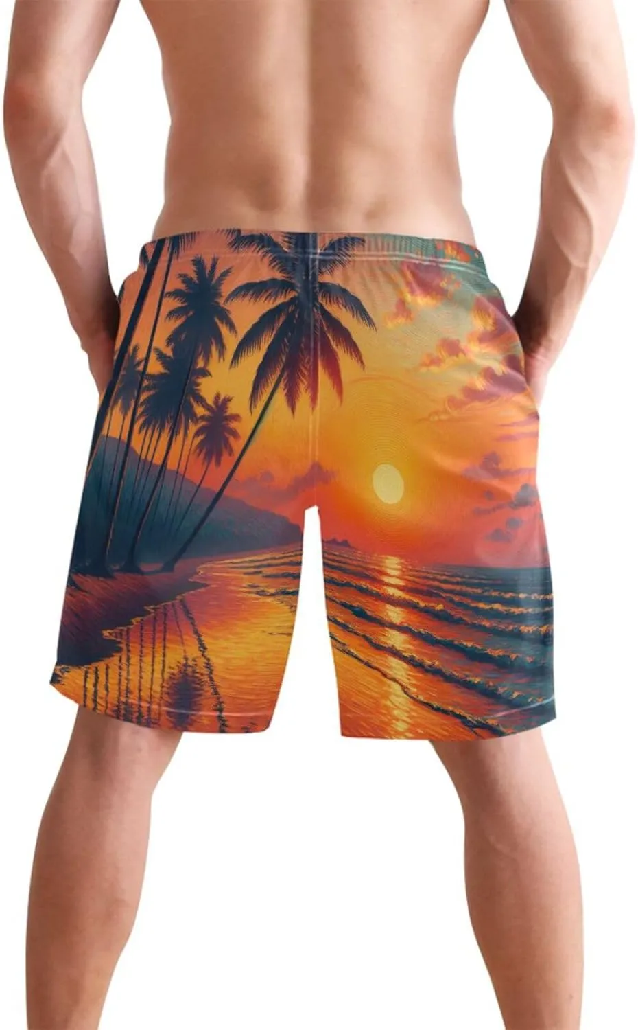 CHIFIGNO Peacock Blue Men's Swim Shorts, Small Quick Dry, Beach Shorts for Men