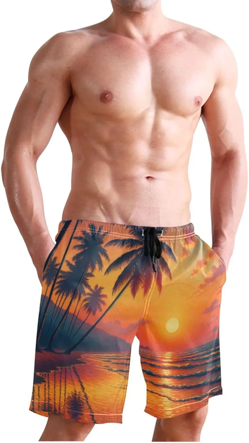 CHIFIGNO Peacock Blue Men's Swim Shorts, Small Quick Dry, Beach Shorts for Men
