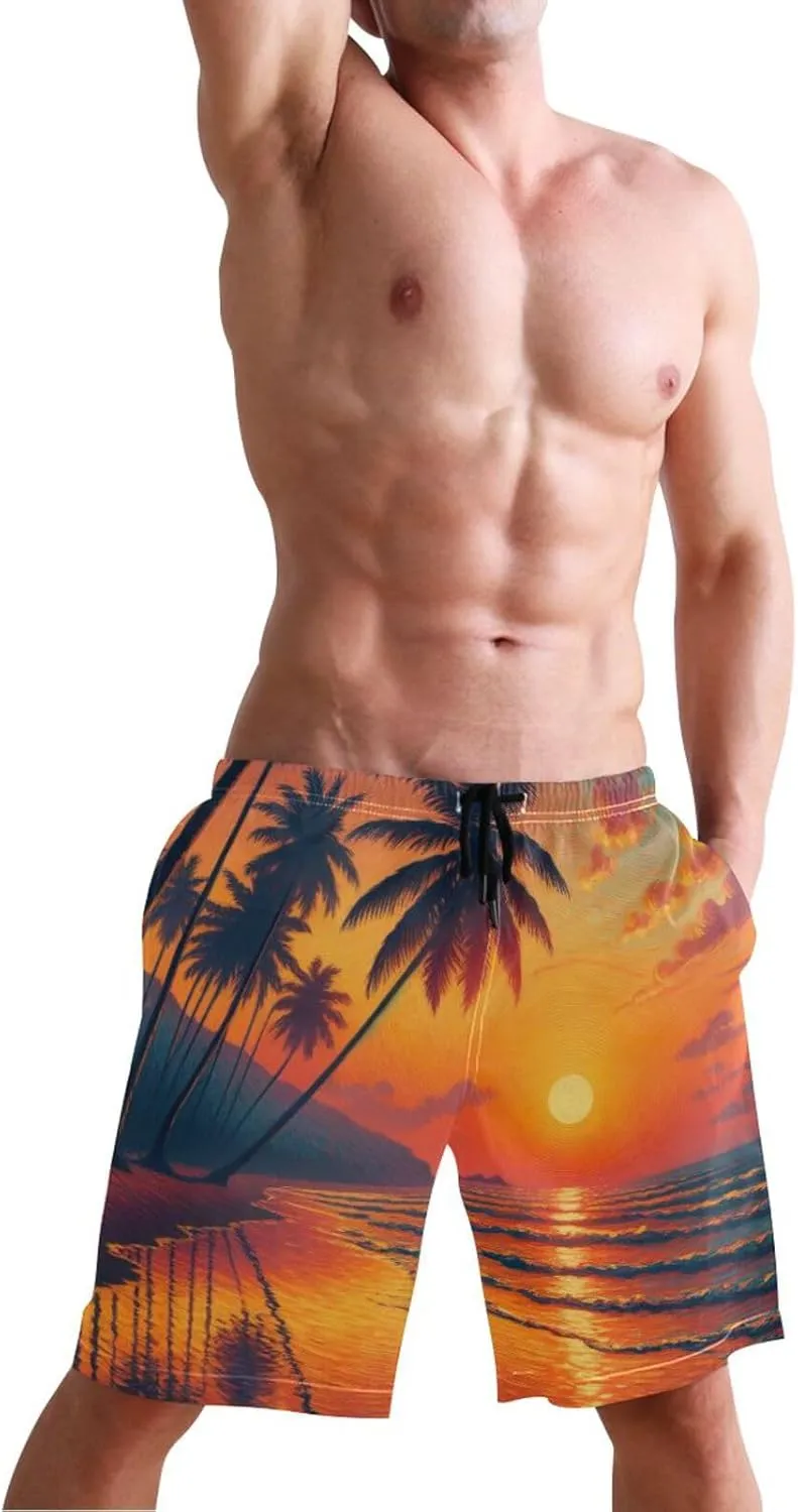 CHIFIGNO Peacock Blue Men's Swim Shorts, Small Quick Dry, Beach Shorts for Men
