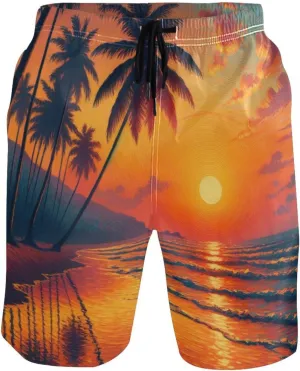 CHIFIGNO Peacock Blue Men's Swim Shorts, Small Quick Dry, Beach Shorts for Men