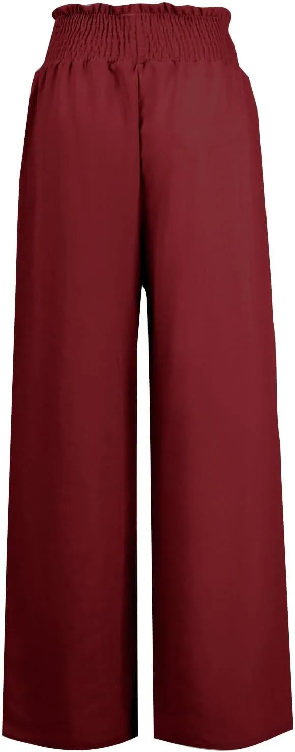 cooki Women Cotton Linen Casual Pants Drawstring Elastic High Waist Loose Comfy Straight Leg Pants with Pockets Workout Pants