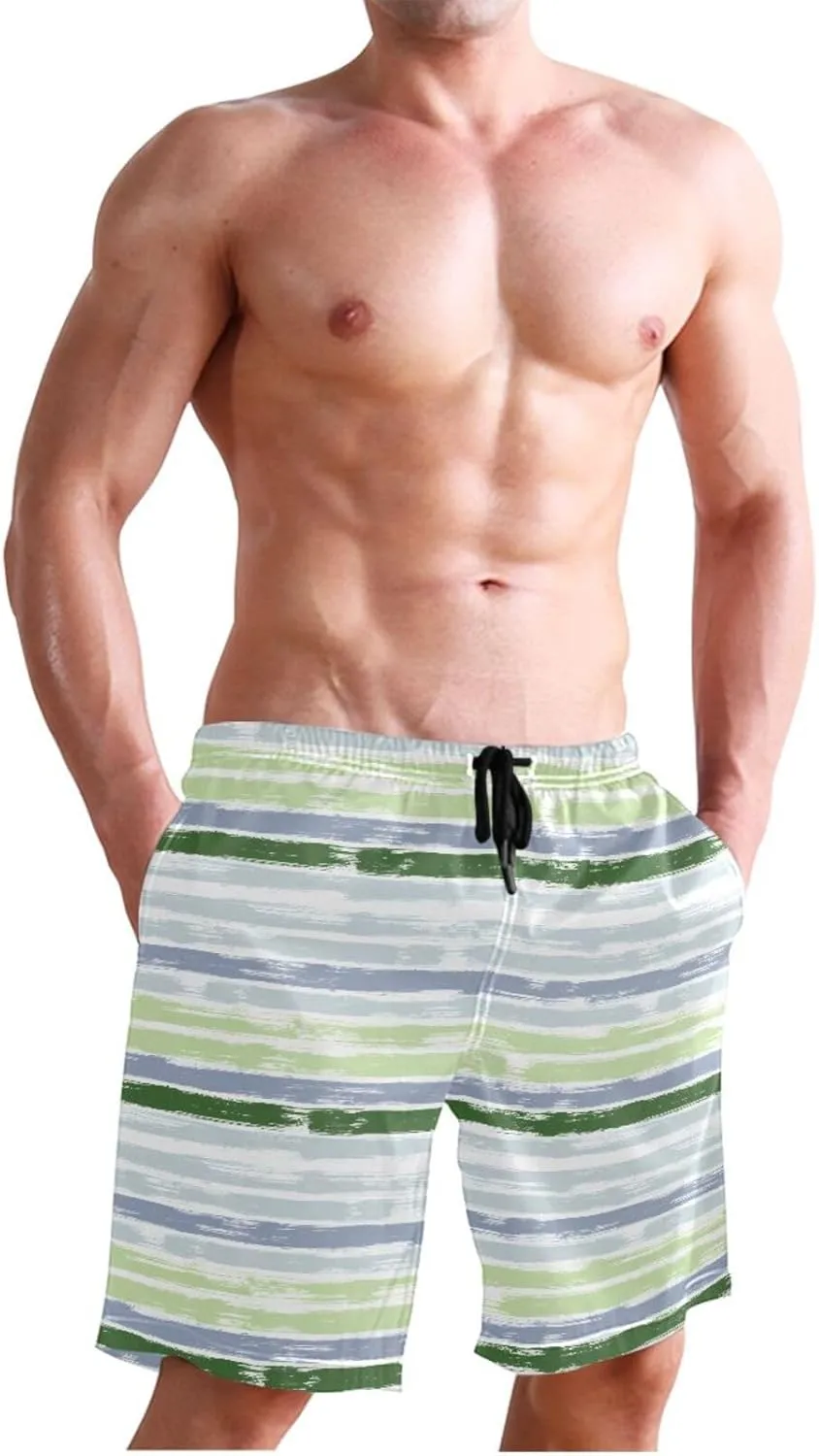 Cute Cats Birds Blue Trunks Men's Shorts, Small Swim Pants for Men, Swimming Pants for Men
