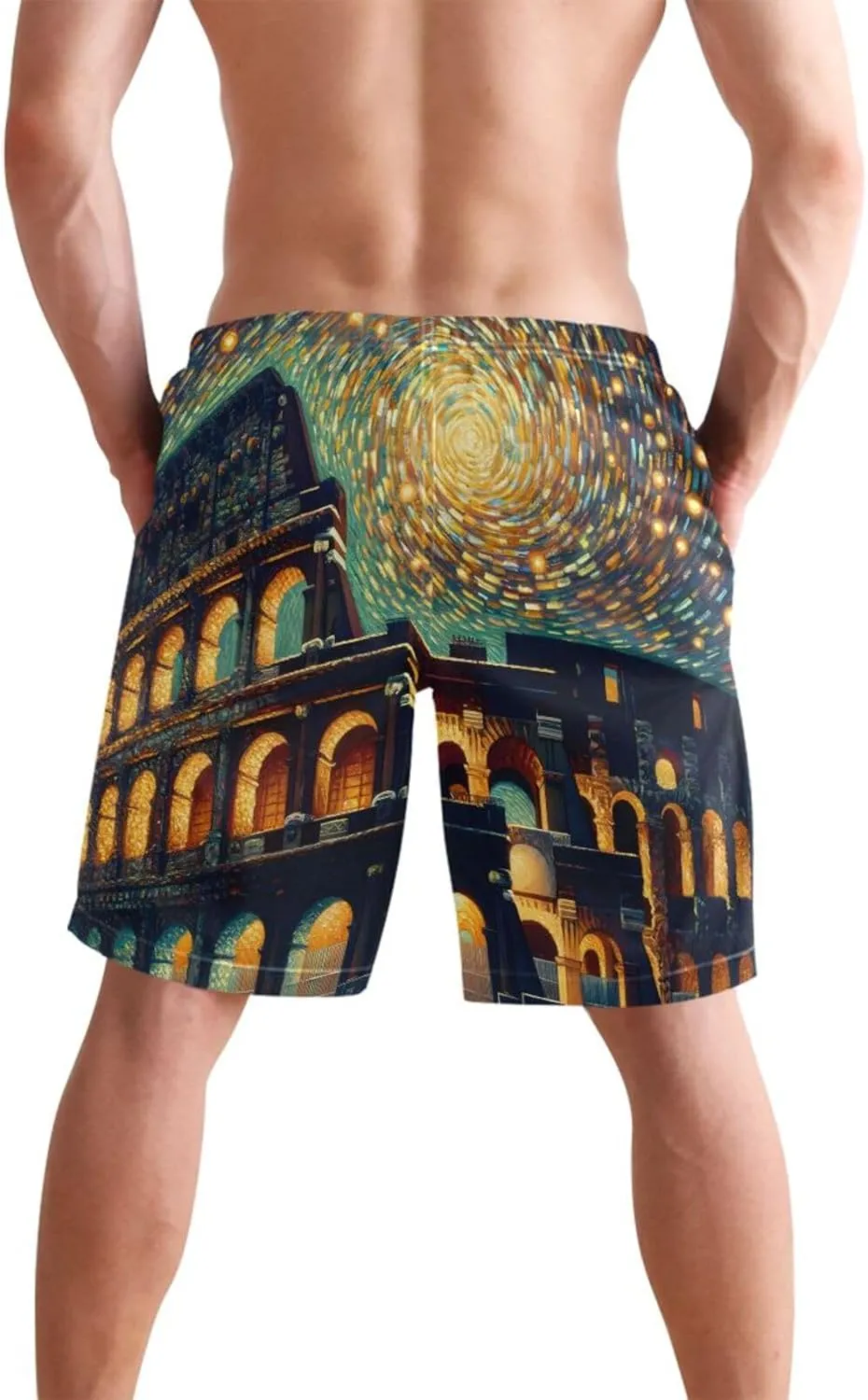 Cute Cats Birds Blue Trunks Men's Shorts, Small Swim Pants for Men, Swimming Pants for Men