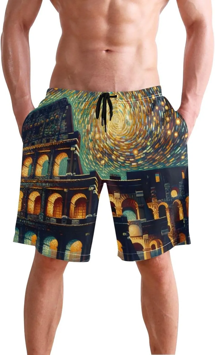 Cute Cats Birds Blue Trunks Men's Shorts, Small Swim Pants for Men, Swimming Pants for Men