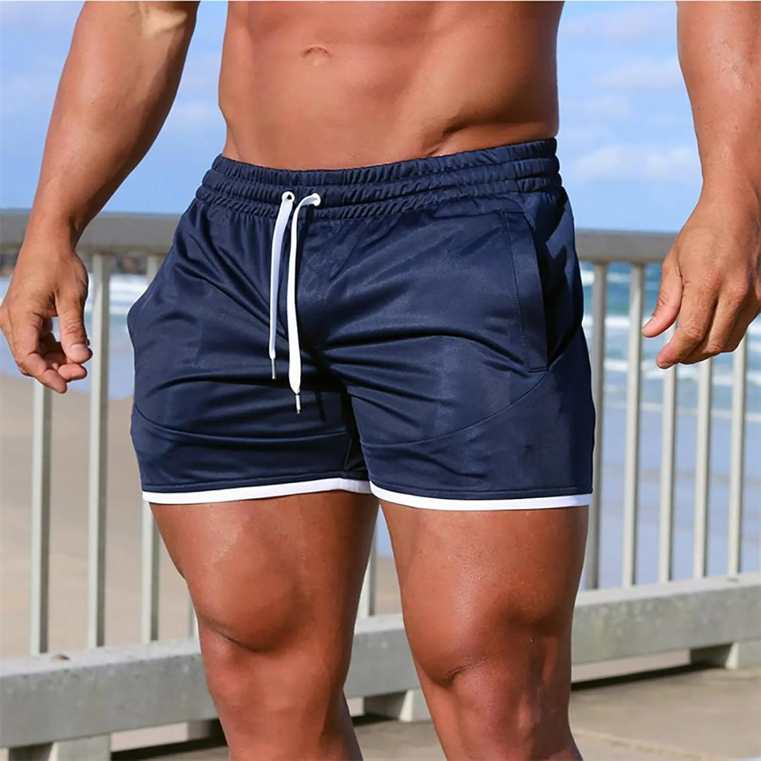 GOKKILRW Men's Gym Workout Shorts Lightweight Quick Dry Bodybuilding Pants Training Running Sports Joggers Beach Board Shorts