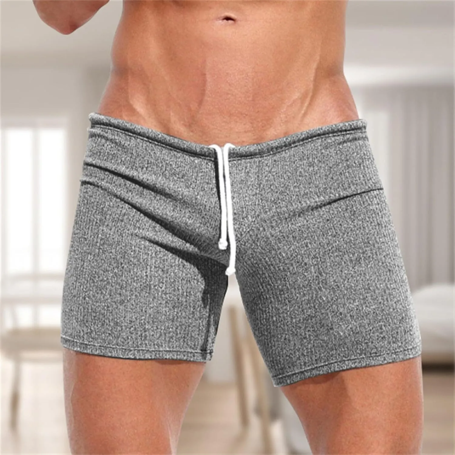 GOKKILRW Mens Shorts Gym Workout Breathable Stretchy Boxer Trunks Casual Athletic Shorts Summer Skinny Sexy Underpants 3 Inch