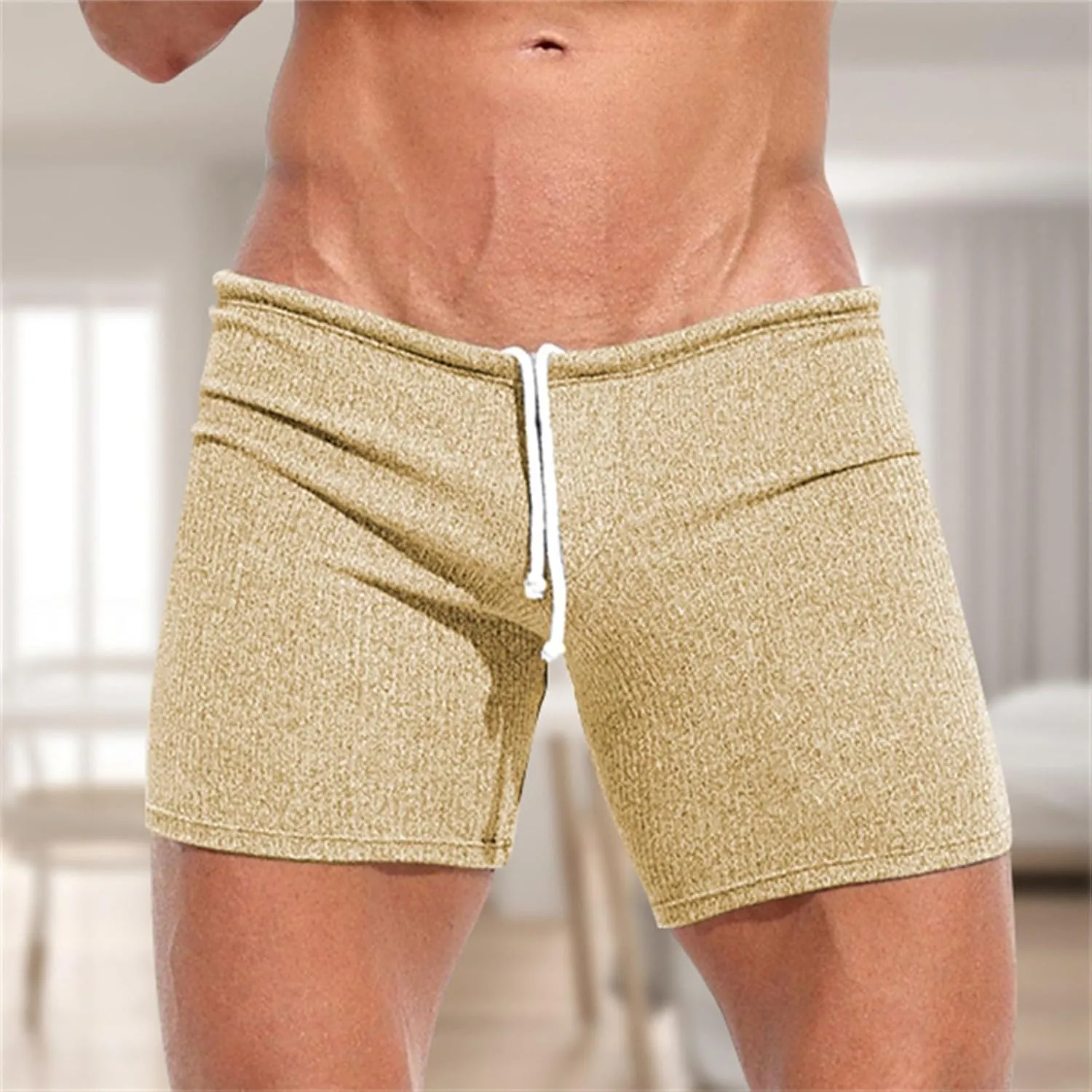 GOKKILRW Mens Shorts Gym Workout Breathable Stretchy Boxer Trunks Casual Athletic Shorts Summer Skinny Sexy Underpants 3 Inch