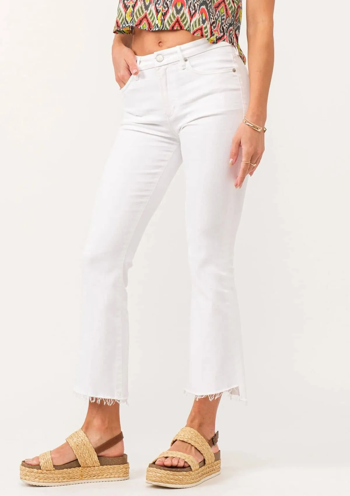 Jeanne Cropped Straight Jeans - White