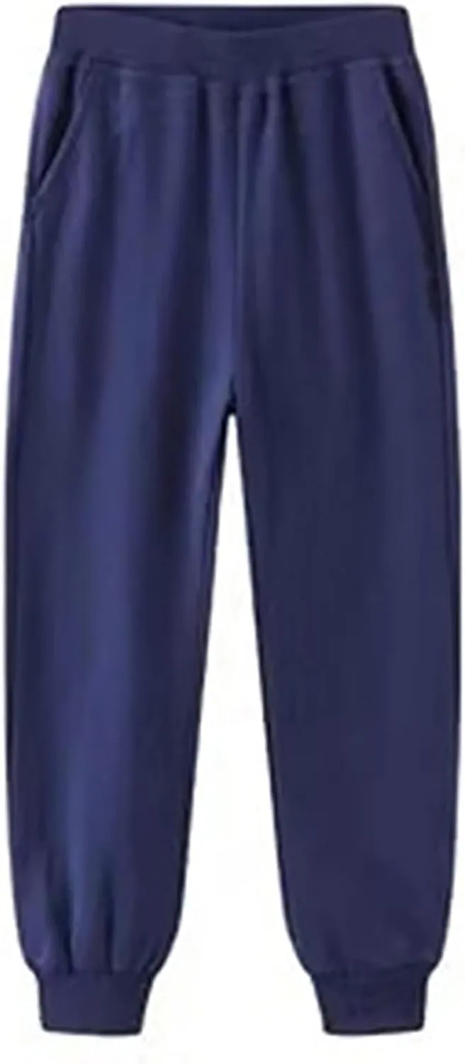 Kids Jogger Sweatpants Solid Cotton Pull on Straight Elastic Waist Sport Pants Toddler Boys Summer Casual Trousers