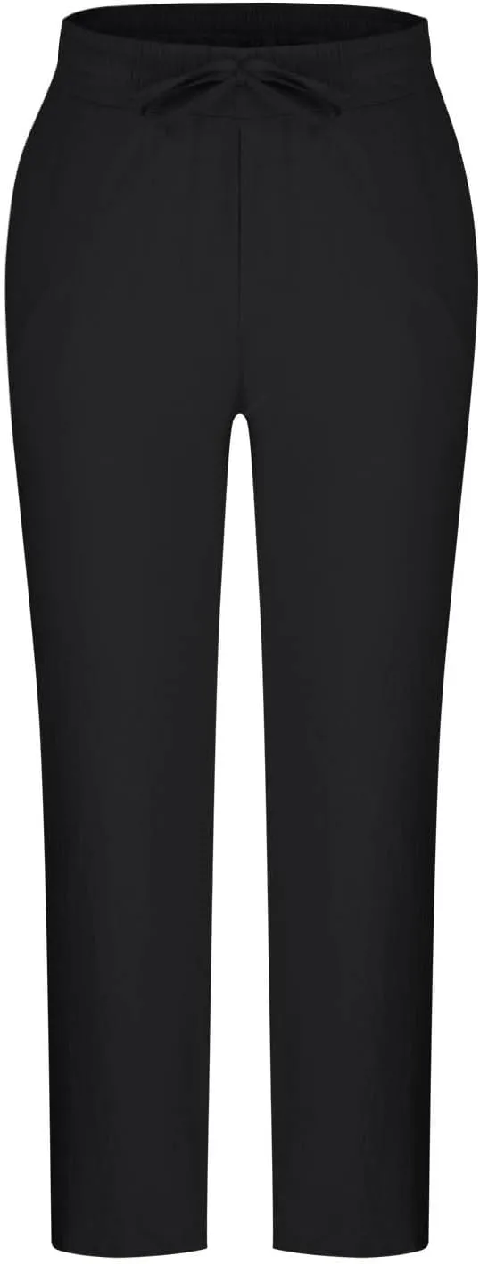 Linen Pants Men Drawstring Lightweight Beach Summer Yoga Pants Elastic Waist Slim Relaxed Fit Trousers with Pockets