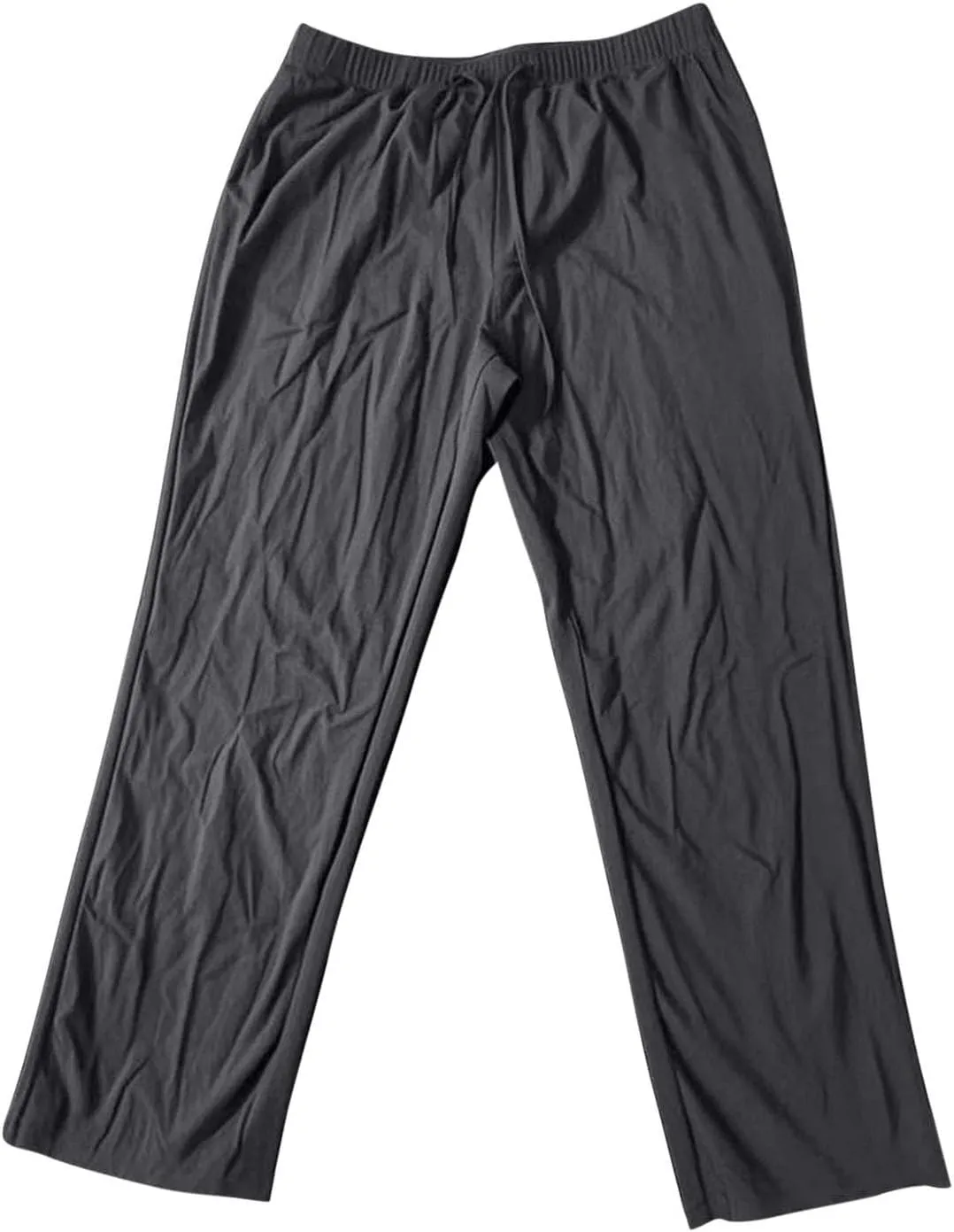Linen Pants Men Long Relaxed Fit Elastic Waist Pants with Pockets Beach Yoga Travel Lounge Trousers for Summer