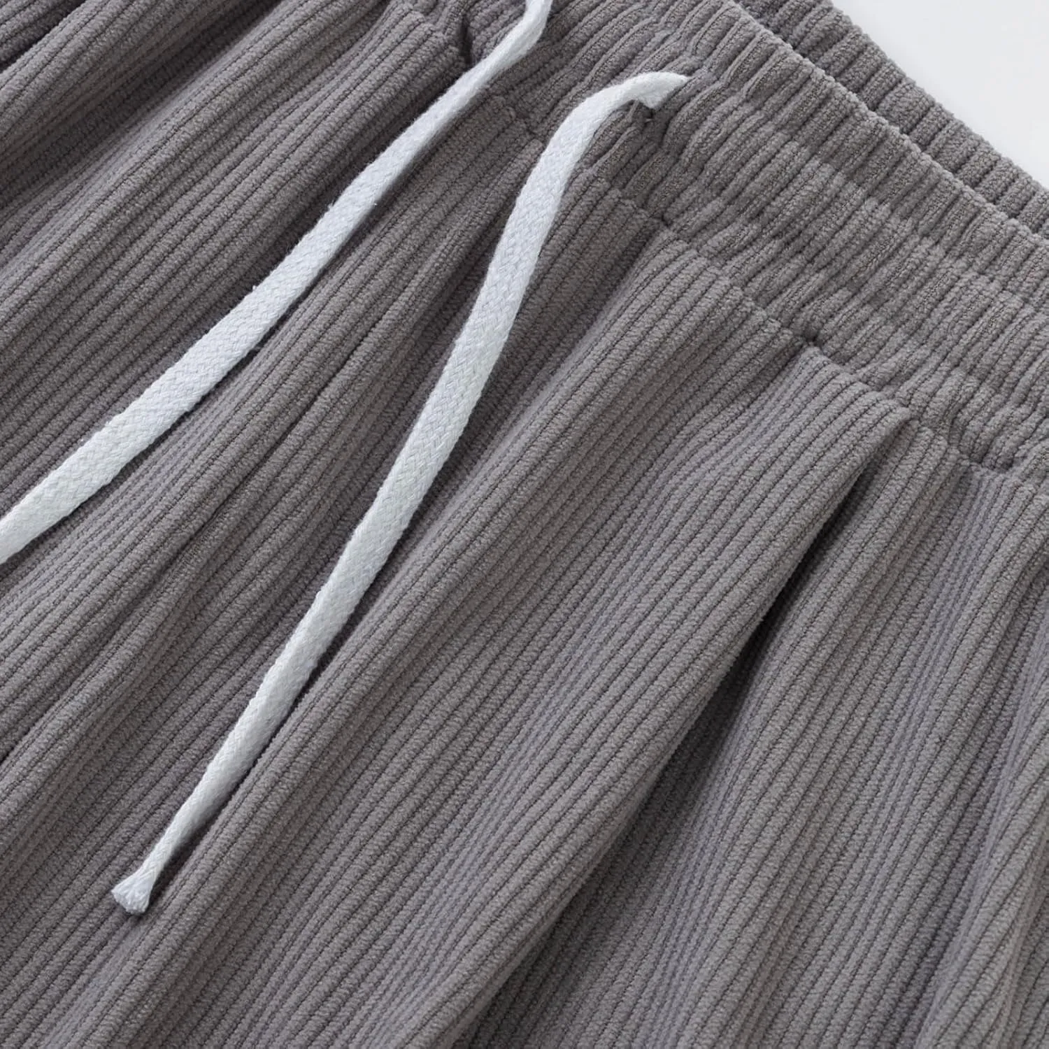 Mens Baggy Cargo Corduroy Pants Loose Fit Casual Sweatpants with Drawstring Elastic Waist Wide Leg Trousers