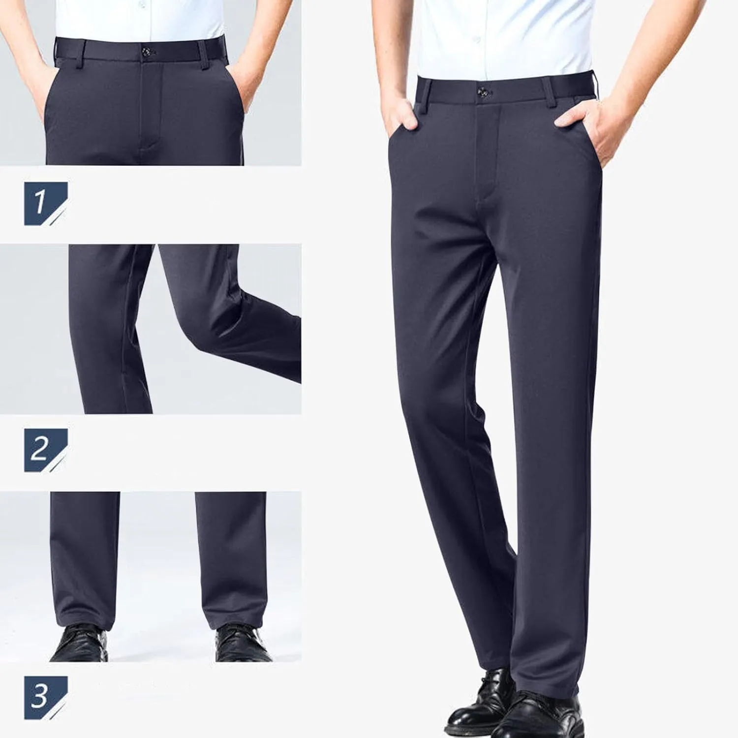 Mens Dress Pants Slim Fit Flat Front Suit Separates Pants Lightweight Slacks Business Vacation Regular for Work