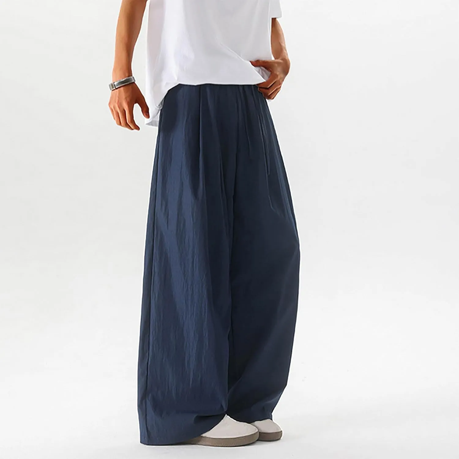 Men's Relaxed Fit Casual Pants with Pockets Elastic Waist Quick Drying Lightweight Drawstring Joggers Trousers