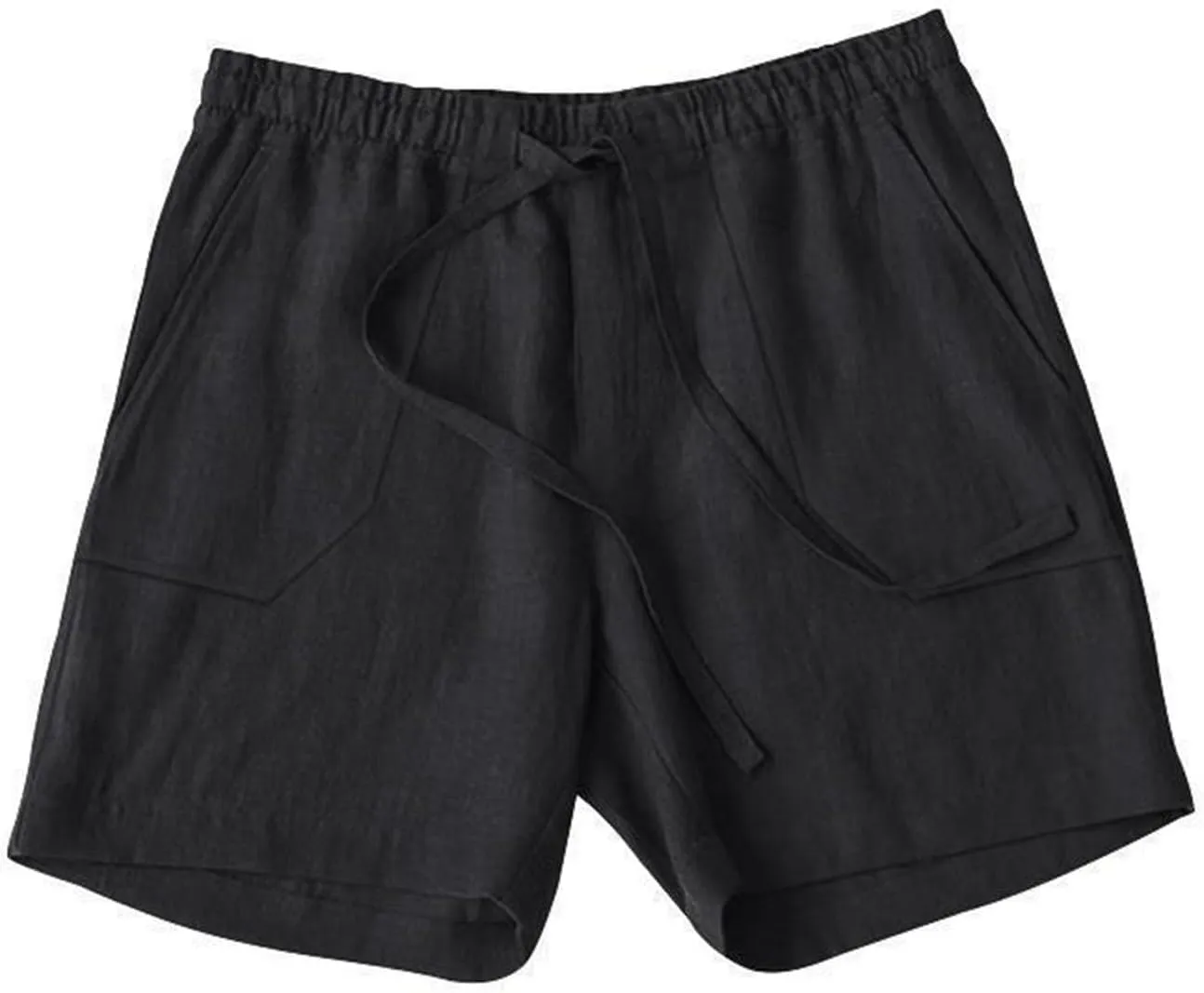 Mens Summer Cotton Linen Shorts Casual Lightweight Elastic Waist Boardshorts Front Pockets Plain Chino Pants Beachwear