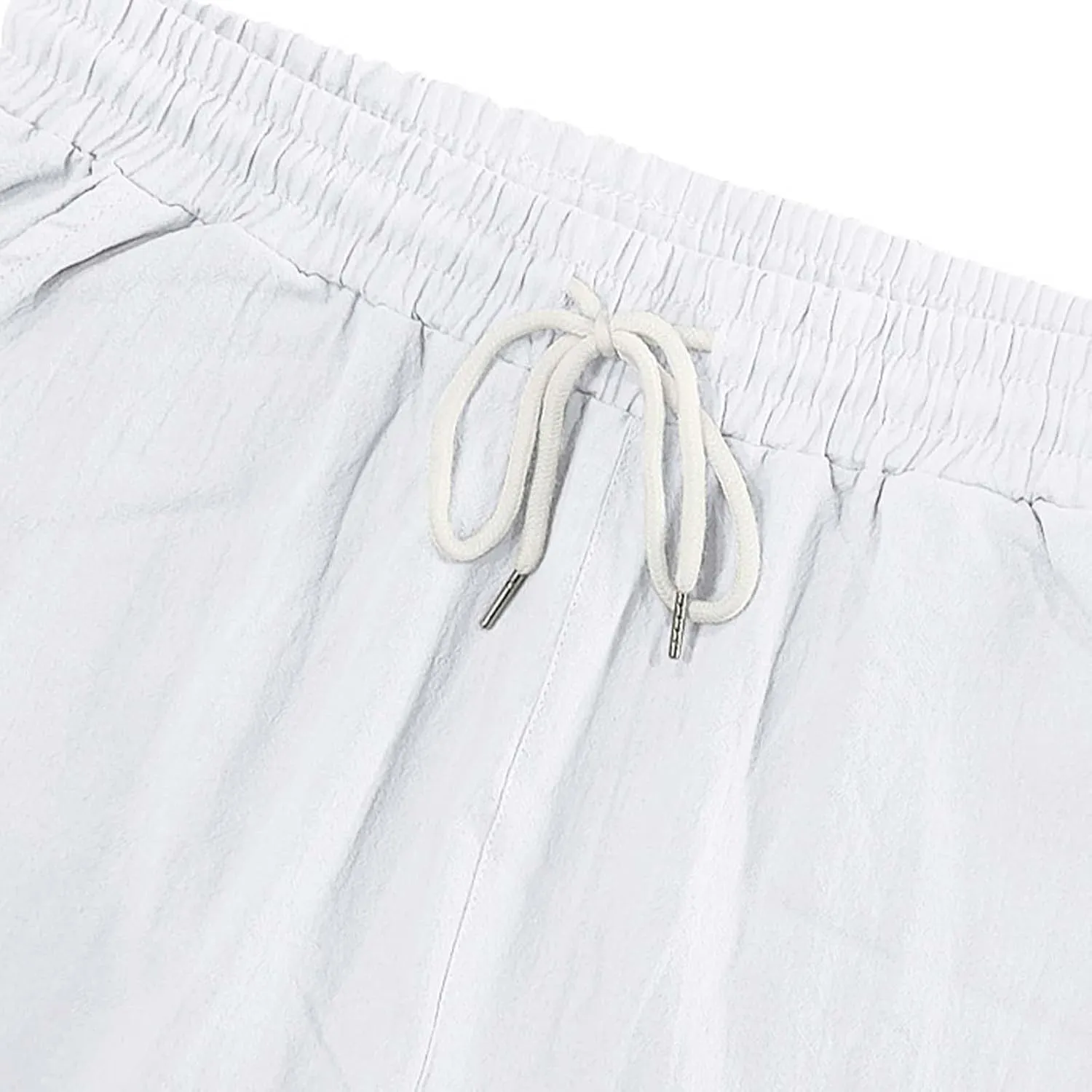 Mens Summer Linen Pants Elastic Waist Drawstring Lightweight Beach Yoga Casual Trousers Full Length with Pockets