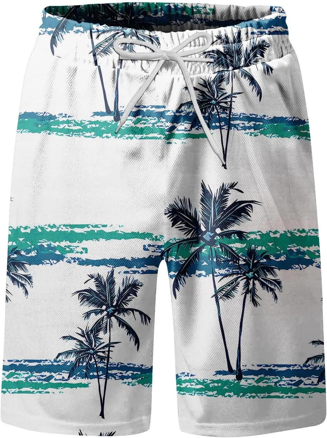 Mens Swim Trunks Hawaiian Quick Dry Swimming Bathing Suit with Pockets Stretchy Beach Swim Shorts