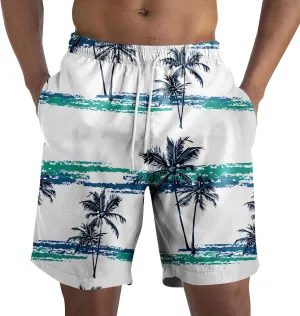 Mens Swim Trunks Hawaiian Quick Dry Swimming Bathing Suit with Pockets Stretchy Beach Swim Shorts