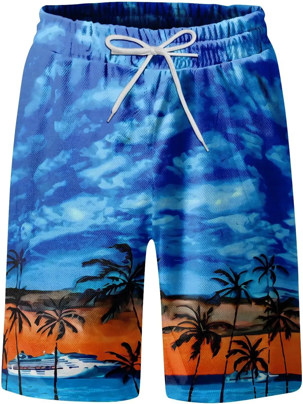 Mens Swim Trunks Hawaiian Quick Dry Swimming Swim Shorts with Pockets Stretchy Beach Bathing Suit