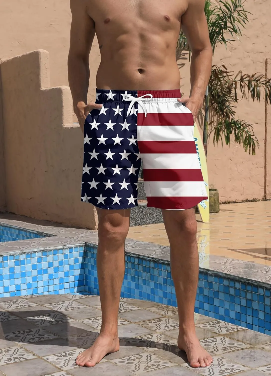 Mens Swim Trunks Quick Dry Beach Shorts Summer Boardshorts with Mesh Lining