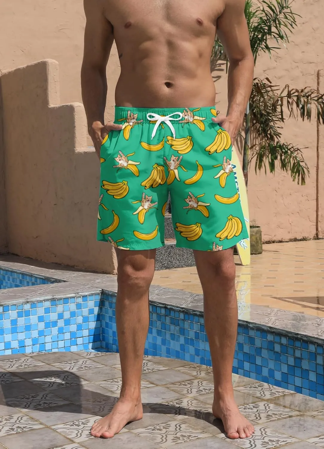 Mens Swim Trunks Quick Dry Beach Shorts Summer Boardshorts with Mesh Lining