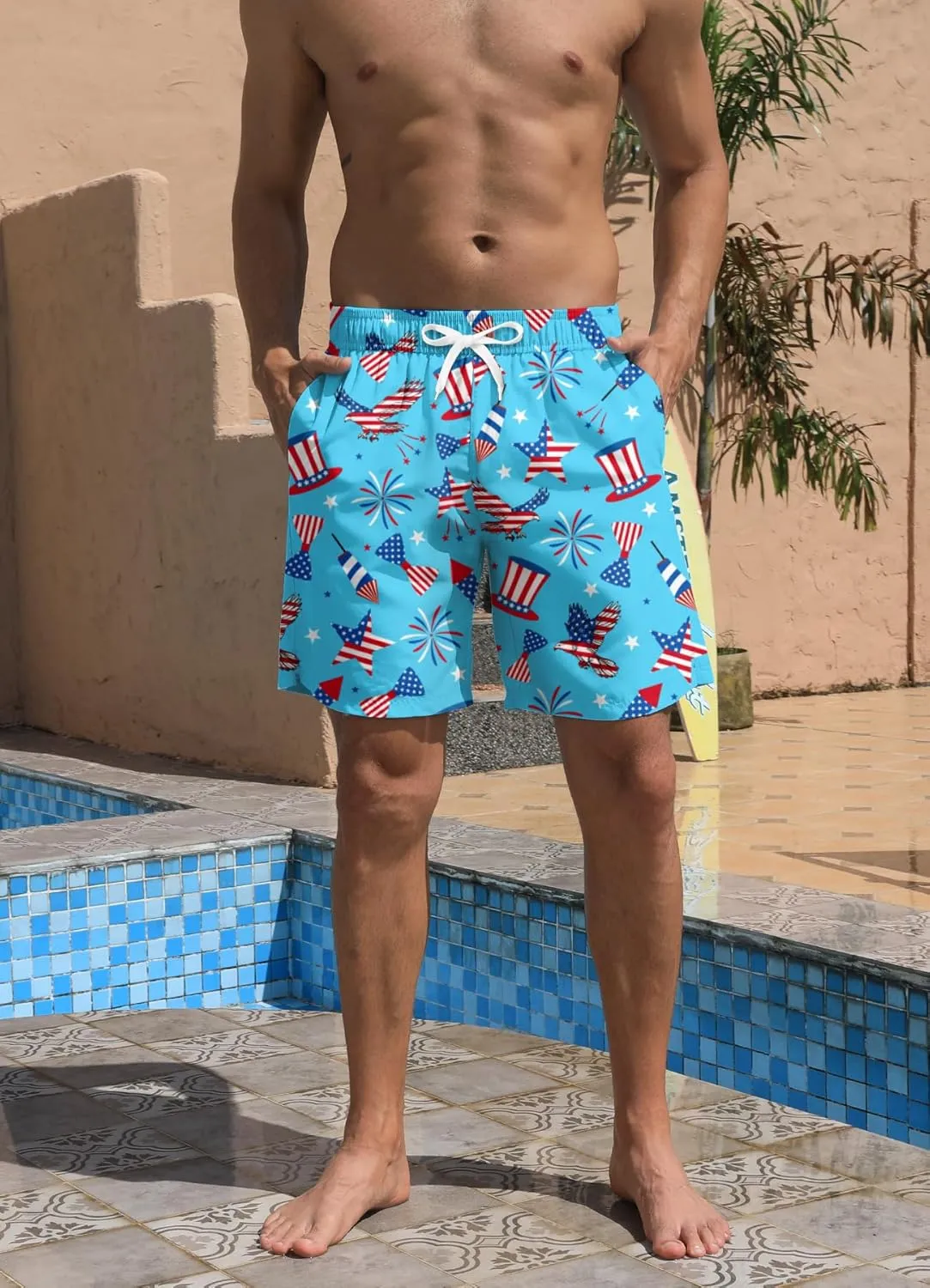 Mens Swim Trunks Quick Dry Beach Shorts Summer Boardshorts with Mesh Lining