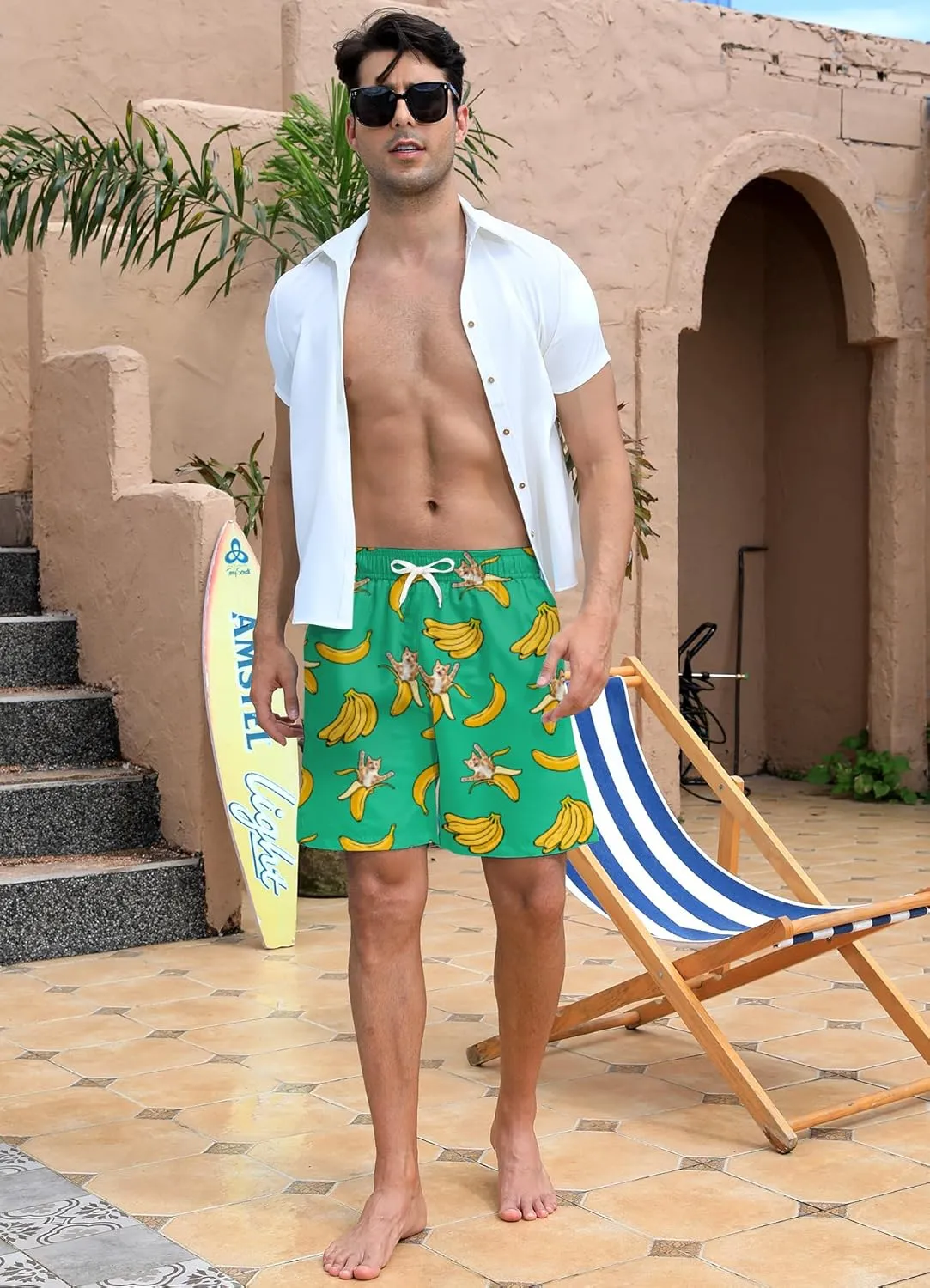 Mens Swim Trunks Quick Dry Beach Shorts Summer Boardshorts with Mesh Lining