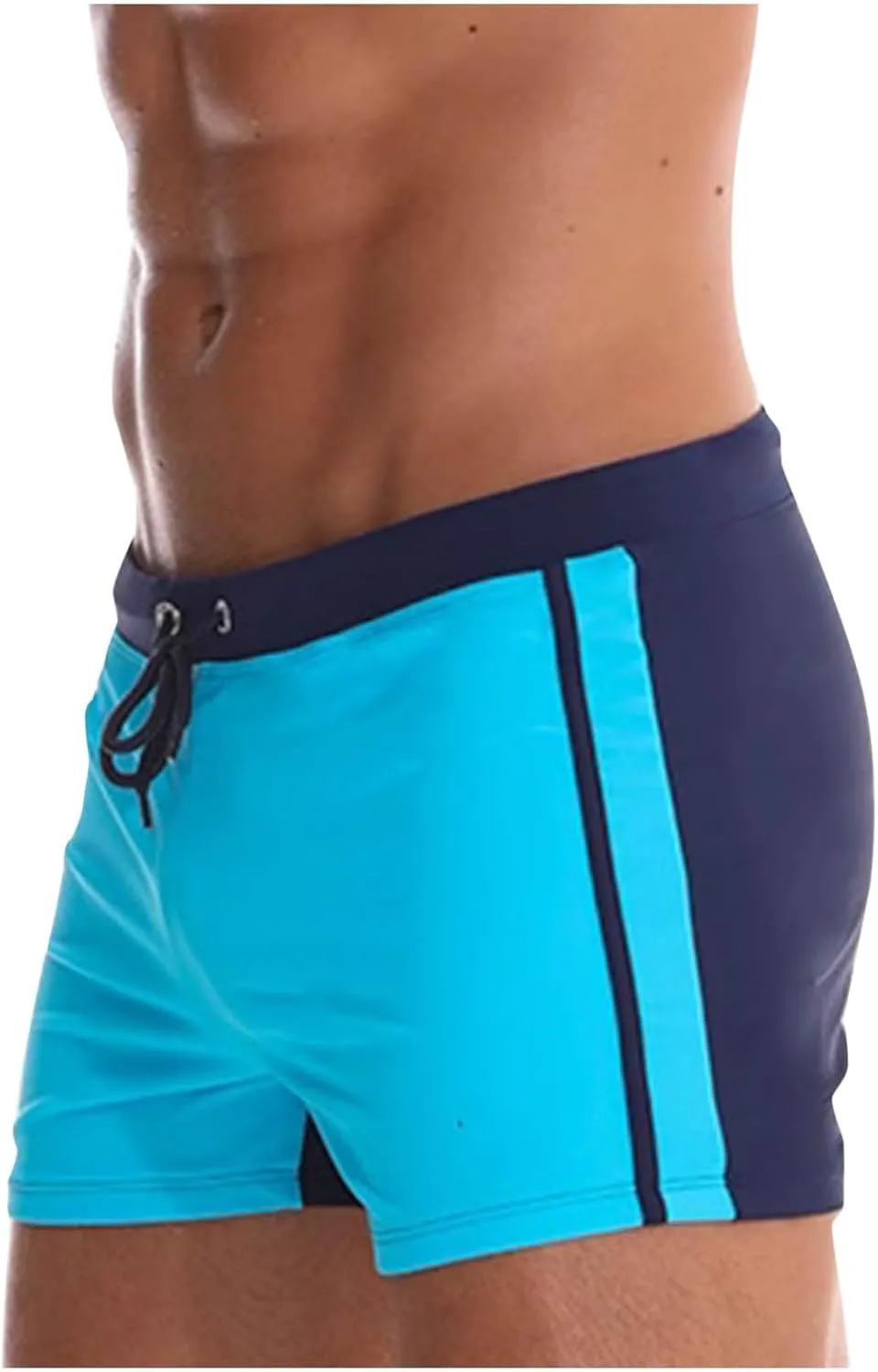 Mens Swim Trunks Stretch Elastic Quick Dry Swimwear Briefs Sexy Hot Body Drawstring Surf Square Leg Bathing Suit