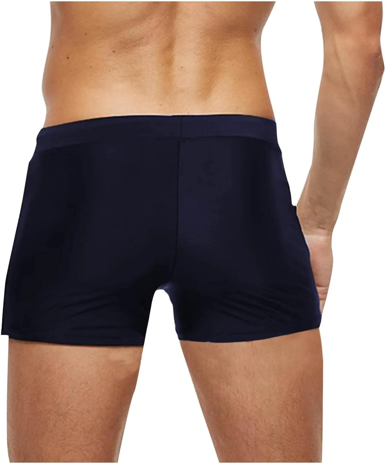 Mens Swim Trunks Stretch Elastic Quick Dry Swimwear Briefs Sexy Hot Body Drawstring Surf Square Leg Bathing Suit