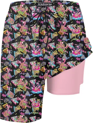 Mens Swim Trunks with Compression Liner 9" Stretch Board Shorts 2 in 1 Quick Dry Swimsuits Bathing Suits