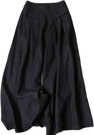 MINTLIMIT Women's Culottes Linen Wide Leg Pants Elastic Waist Lounge Pant Summer Casual Palazzo Trousers with Pockets