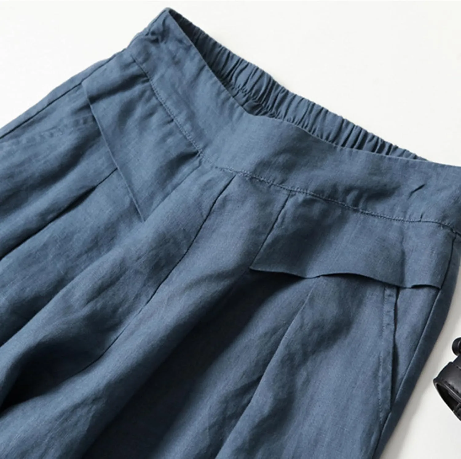 MINTLIMIT Women's Culottes Linen Wide Leg Pants Elastic Waist Lounge Pant Summer Casual Palazzo Trousers with Pockets