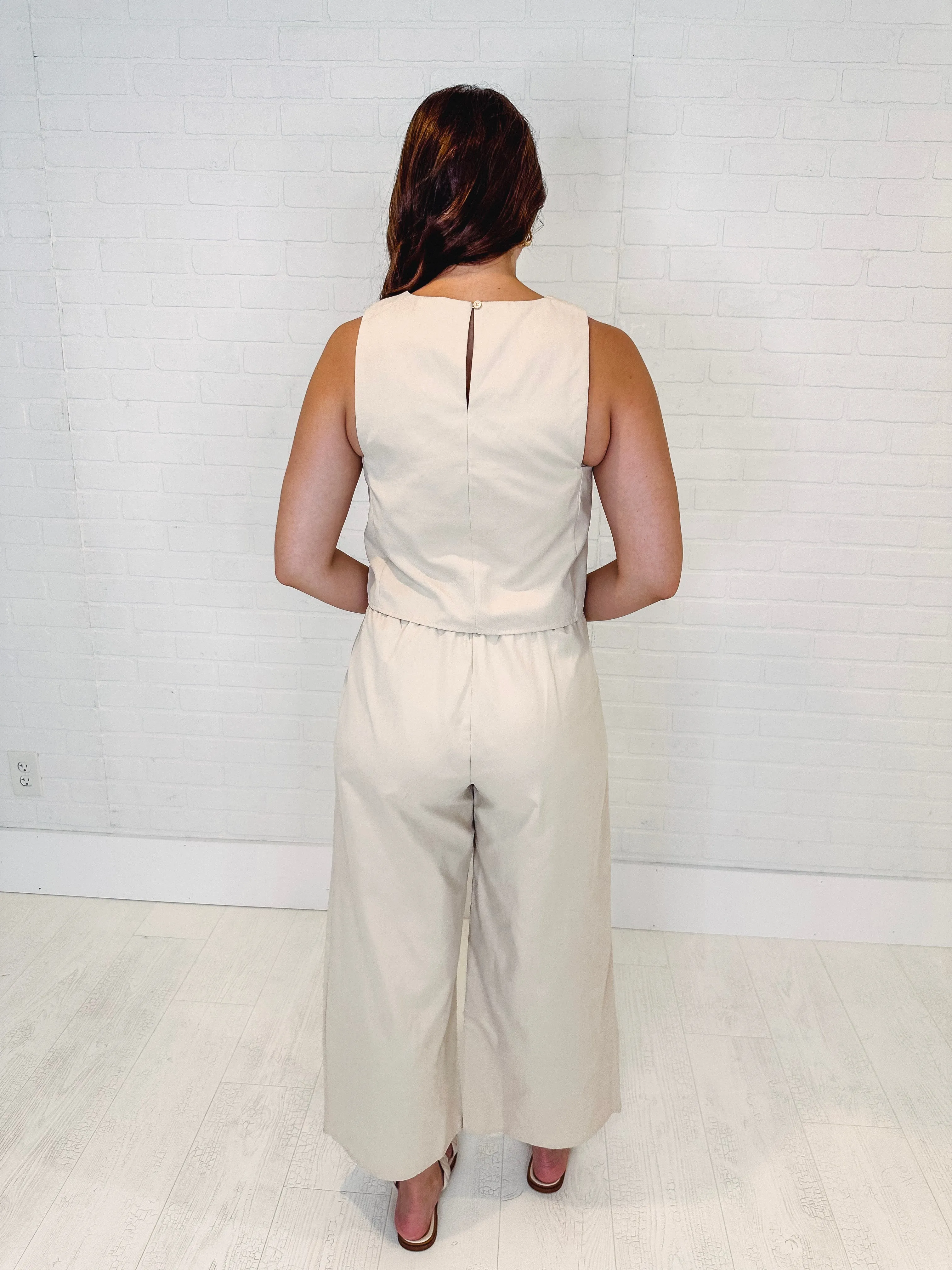 Past Midnight Tank   Wide Leg Pants Two Piece Set