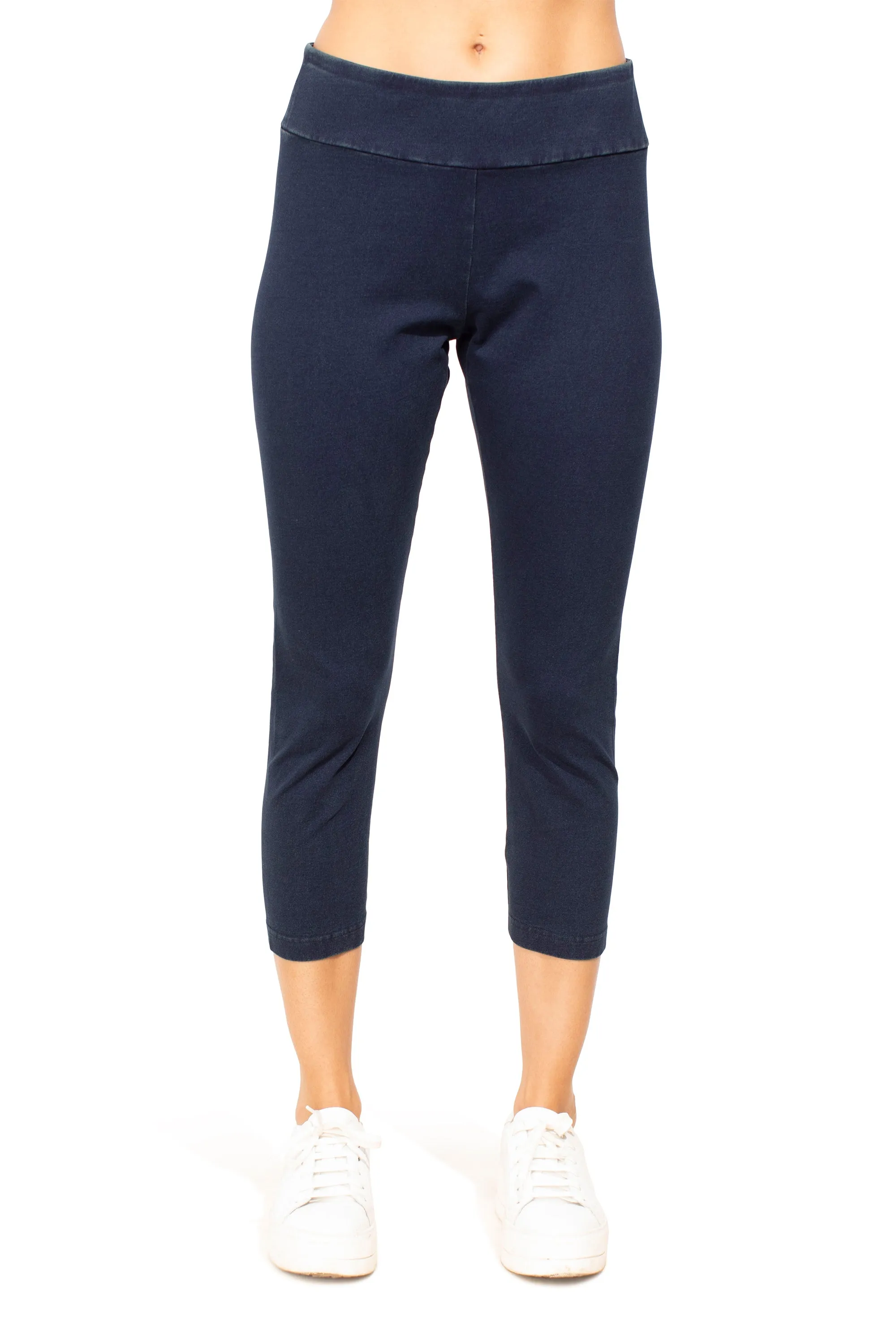 Stonewashed Denim Knit Capri