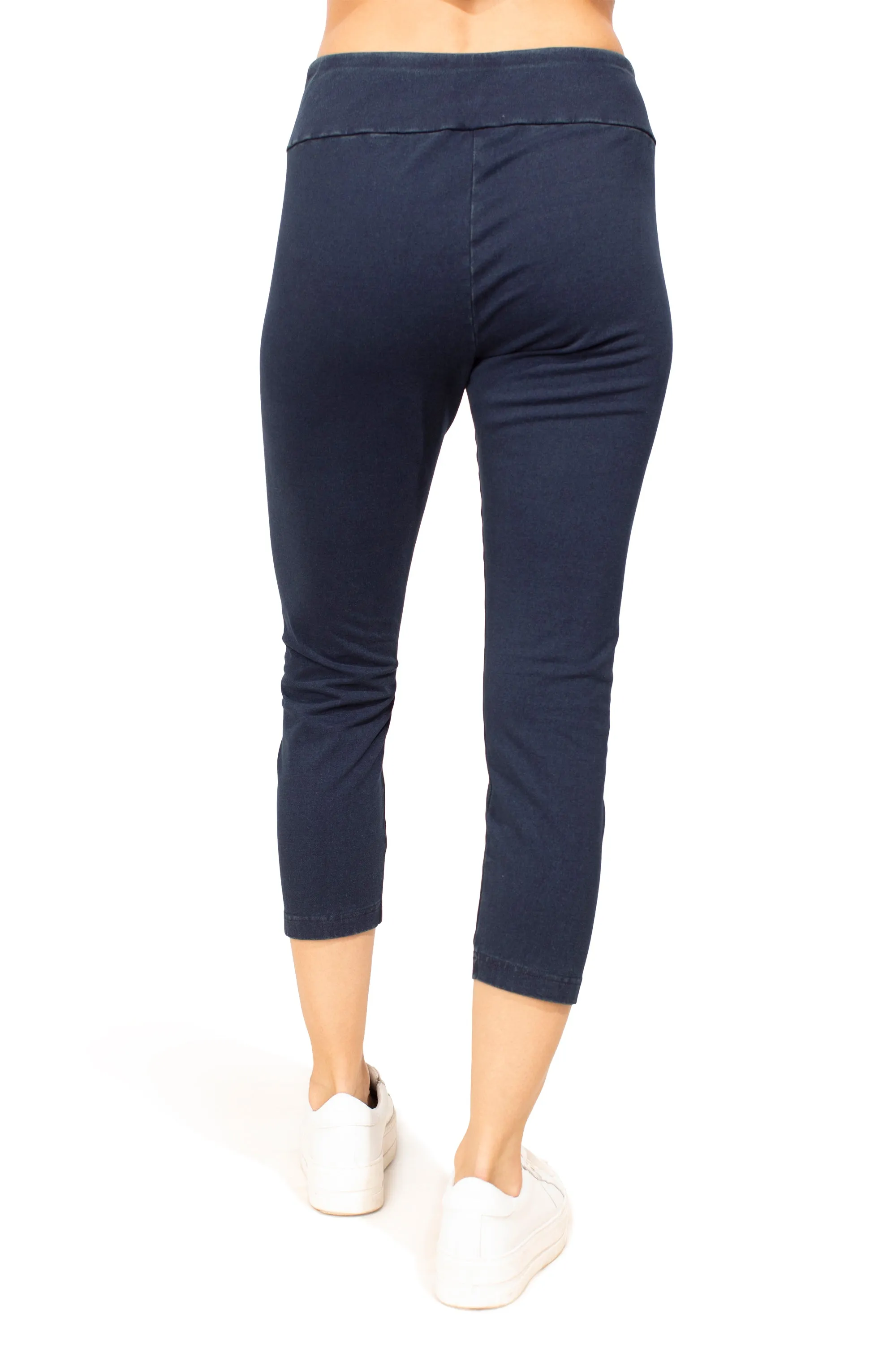 Stonewashed Denim Knit Capri