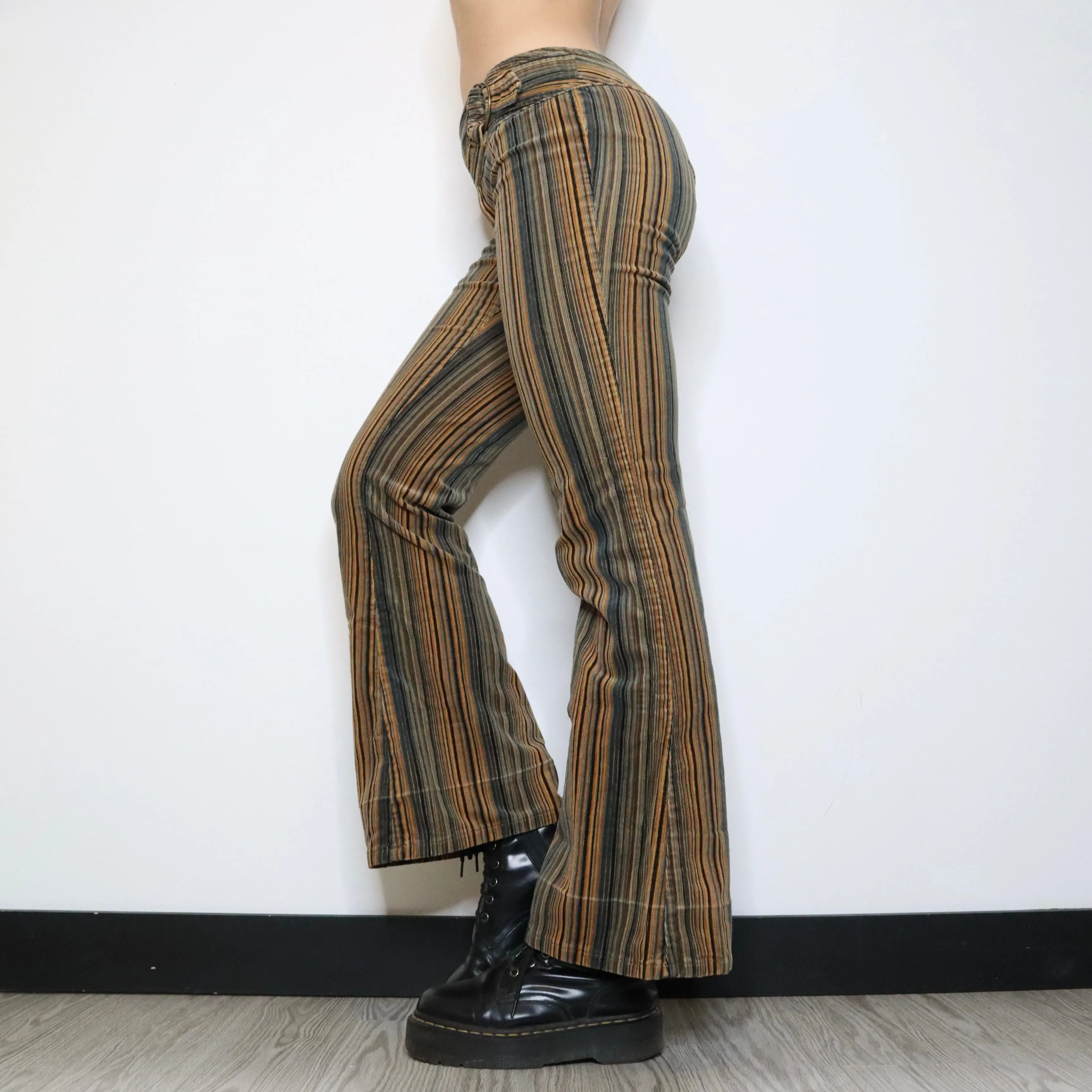 Striped Boho Flare Pants (Small) 