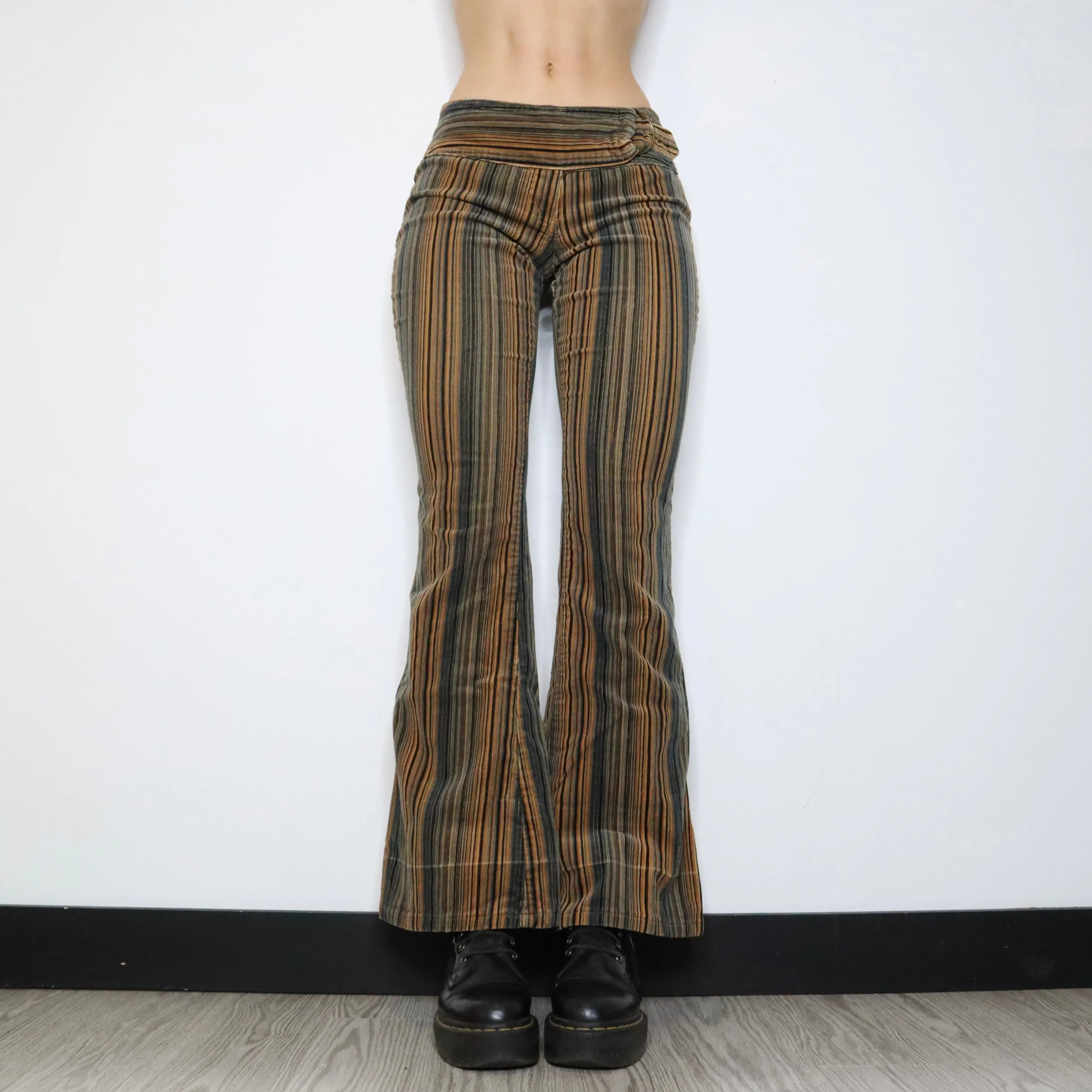 Striped Boho Flare Pants (Small) 