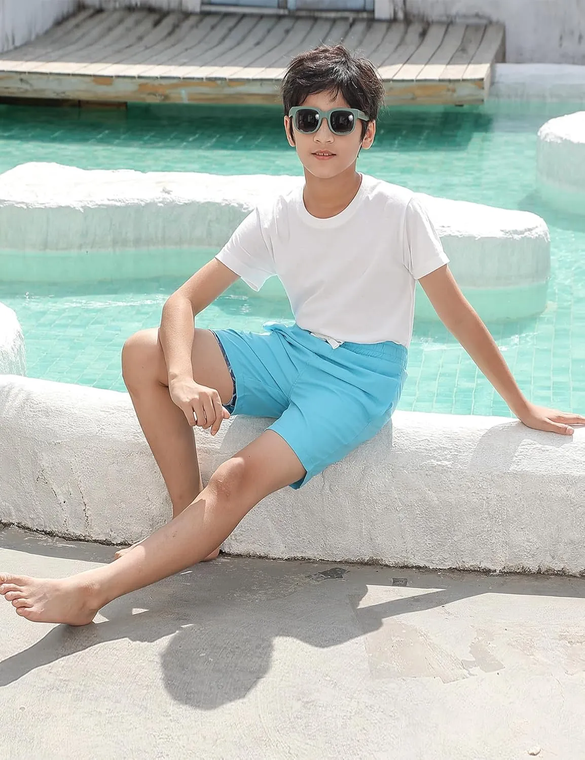 Swim Trumks for Boys 2 in 1 Bathing Suit Compress Board Shorts for 7-18T