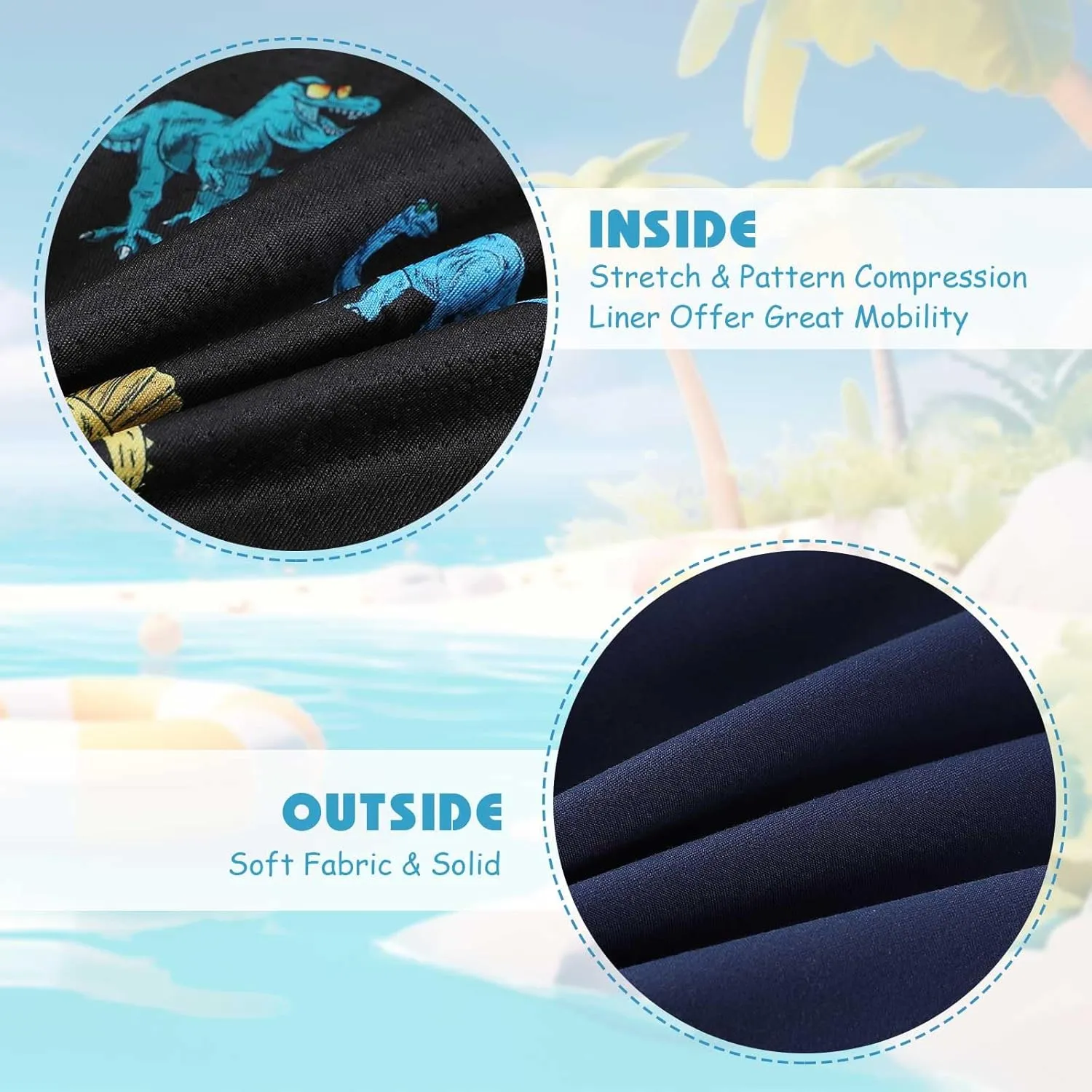 Swim Trumks for Boys 2 in 1 Bathing Suit Compress Board Shorts for 7-18T