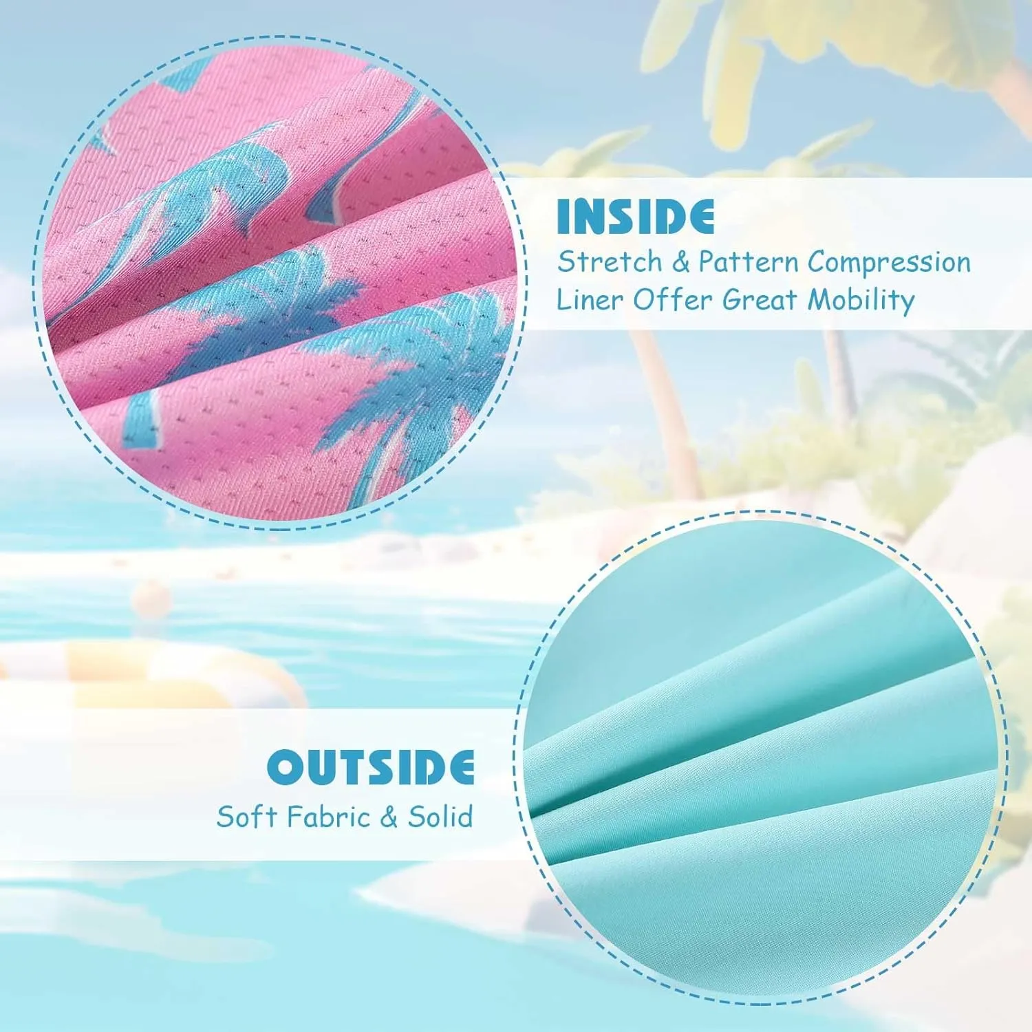 Swim Trumks for Boys 2 in 1 Bathing Suit Compress Board Shorts for 7-18T