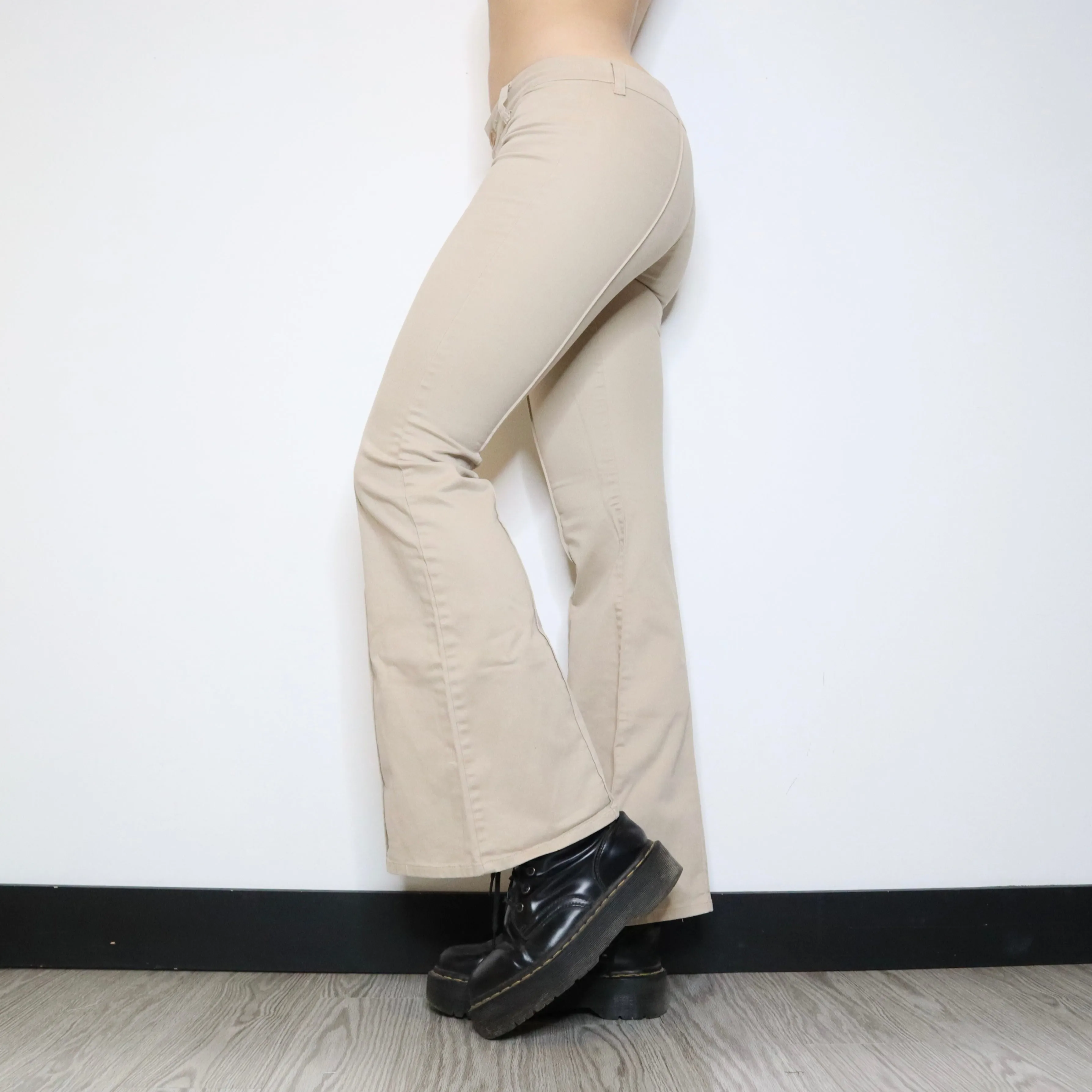Tan Low Rise Flare Pants (Small) 